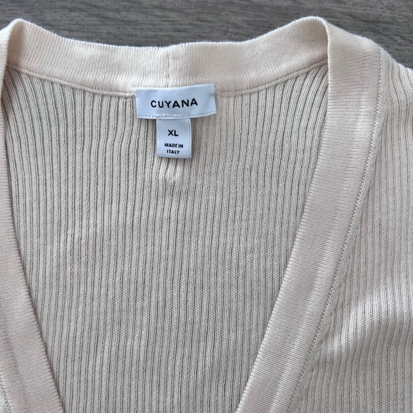 CUYANA Silk Cashmere BlendLightweight Knit Cardigan Cream Ivory - Picture 4 of 6